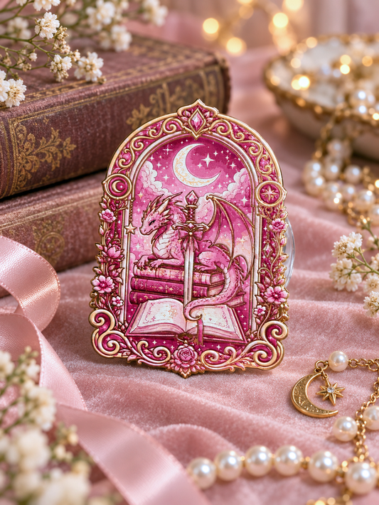 Wholesale Pink Dragon Romantasy Bookish Magnetic Grip | Kindle & E-Reader Accessory