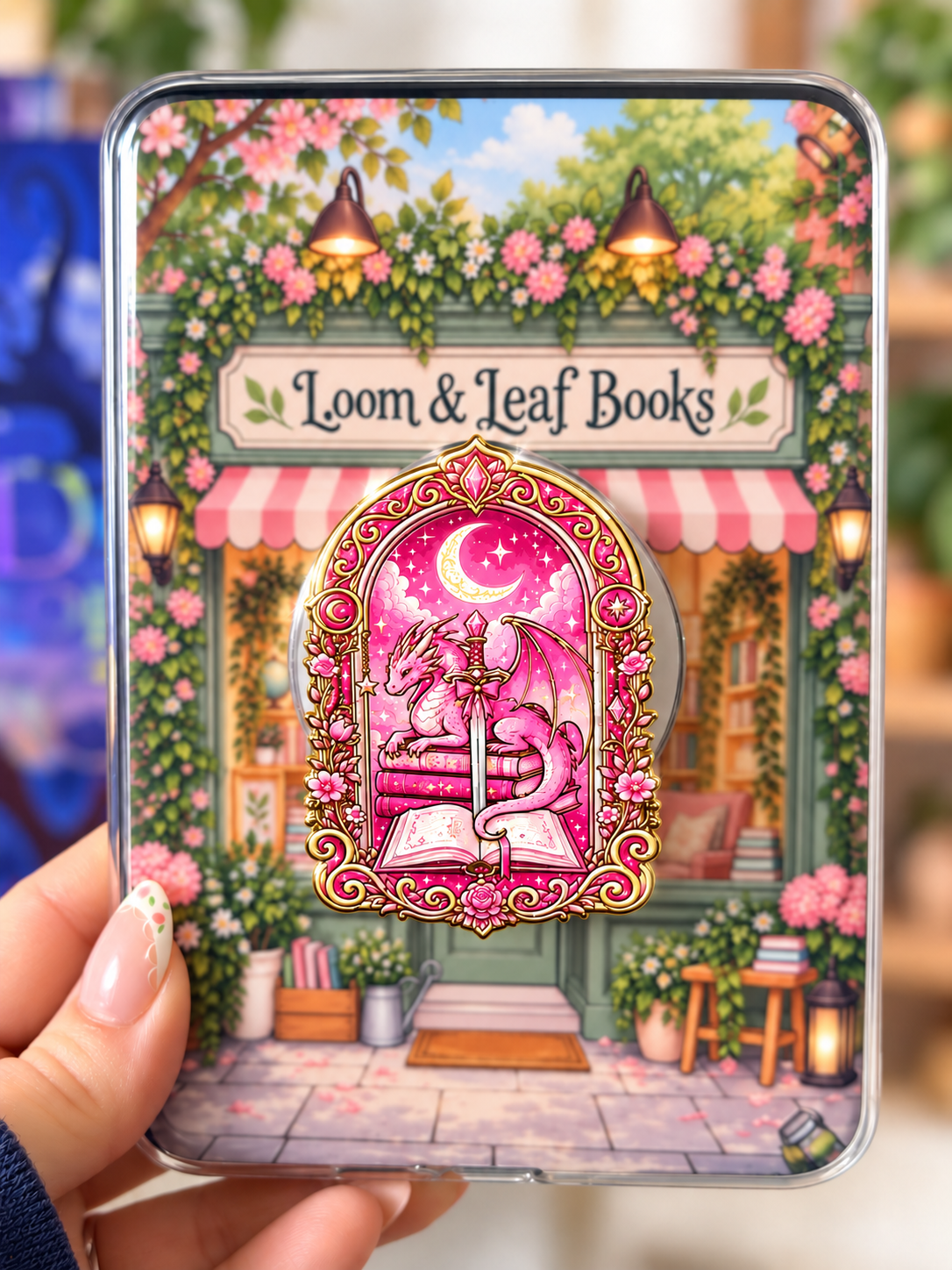 Wholesale Pink Dragon Romantasy Bookish Magnetic Grip | Kindle & E-Reader Accessory